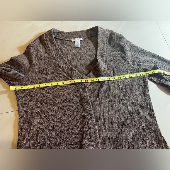 COPY - Rafael Woman Abstract Seersucker  Ribbed open cardigan size 1X brown - Picture 11 of 16